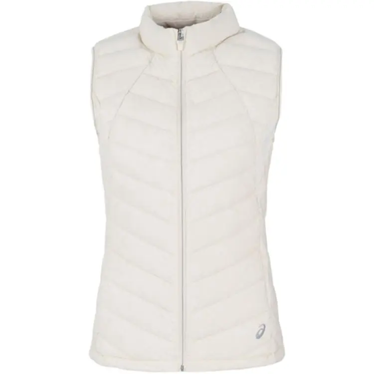 ASICS Down Vests Women's Beige Stand Collar Moderate Nipped-in Waist