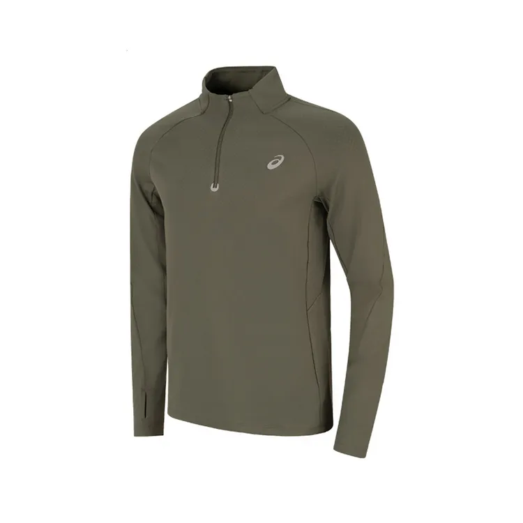 ASICS T-Shirts Men's Army Green Stand Collar Moderate