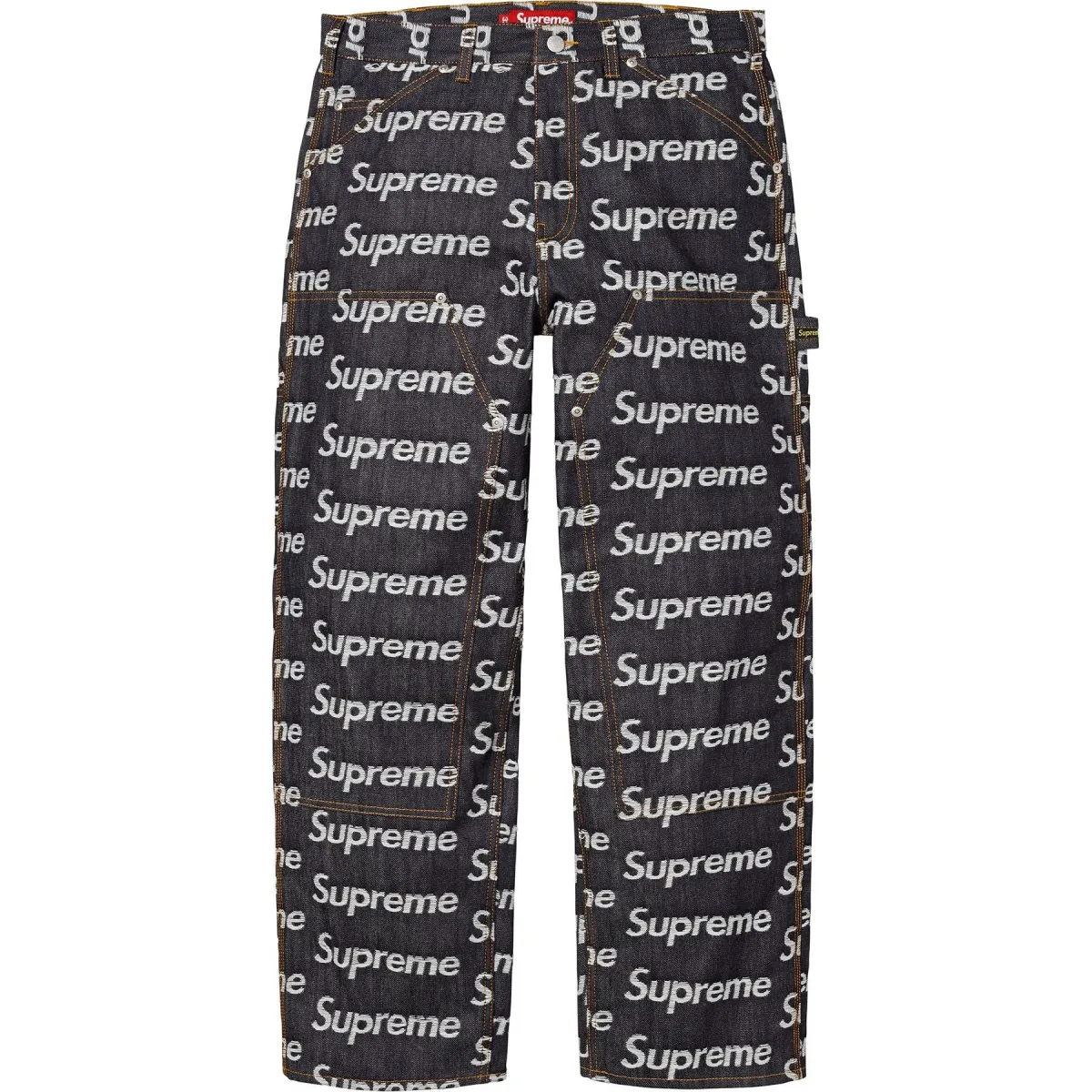Supreme logo-jacquard double-knee jeans