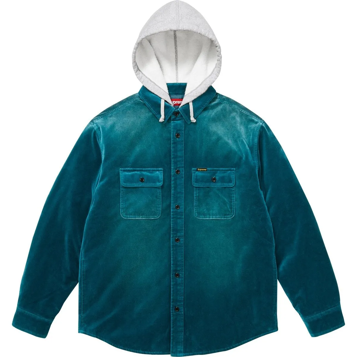 Supreme quilted hooded velvet shirt jacket