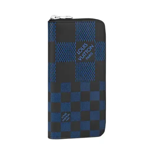 LOUIS VUITTON ZippyVERTICAL Cow Leather Wallet Men's Marine Blue & Black