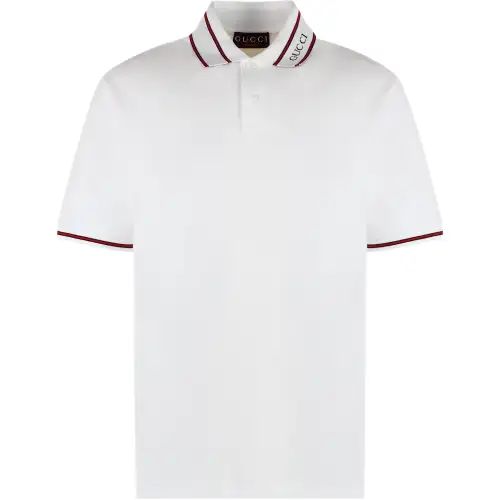 GUCCI Polo Shirts Men's White Polo Collar Moderate