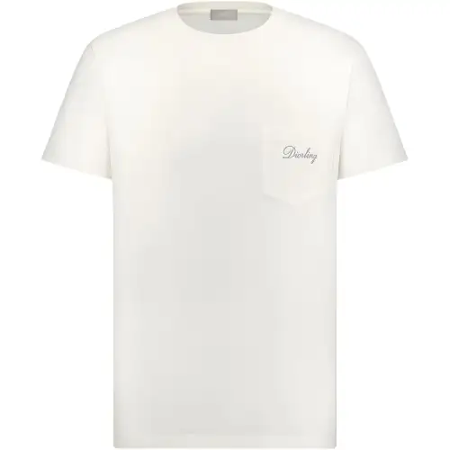DIOR T Shirts Men's White Crew Neck Moderate