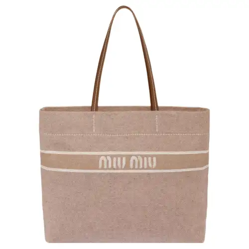 MIU MIU Denim Tote Bag, Shopping Bag, Shoulder Bag, Handbag Women's Khaki