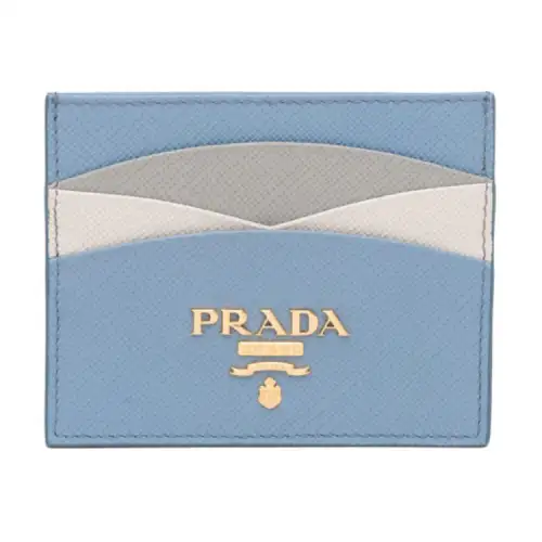 PRADA Saffiano Leather Card Holder Women's Xingji Blue