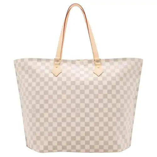 LOUIS VUITTON Coated Canvas With Leather Tote Bag, Shopping Bag, Shoulder Bag, Handbag Medium Women's Ecru