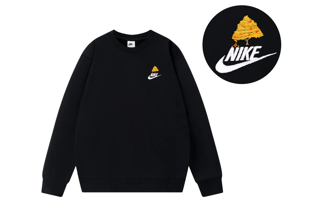 Nike Sweatshirts Unisex Black Crew Neck Thin Straight Fit
