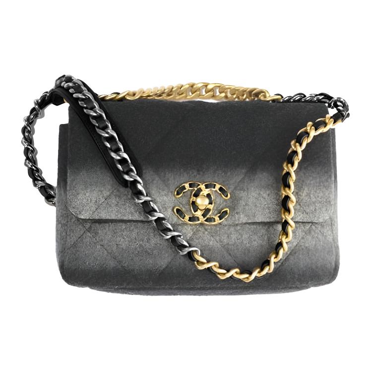 CHANEL 19Bag Wool Shoulder Bag, Crossbody Bag Women's Gradient Black Gray