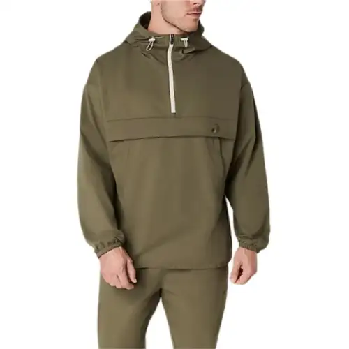 ASICS Jackets Men's Mantle Green Hooded Moderate Other