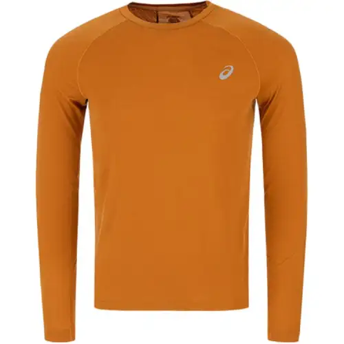 ASICS T Shirts Men's Ginger Yellow Crew Neck Moderate Straight Fit