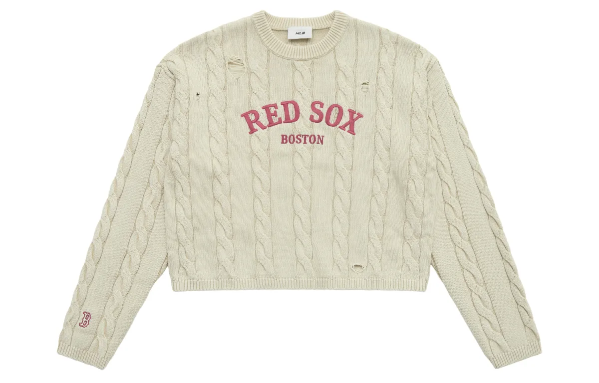 MLB Preppy Style Collection Boston Red Sox 25FW Sweater Women's Light Sand