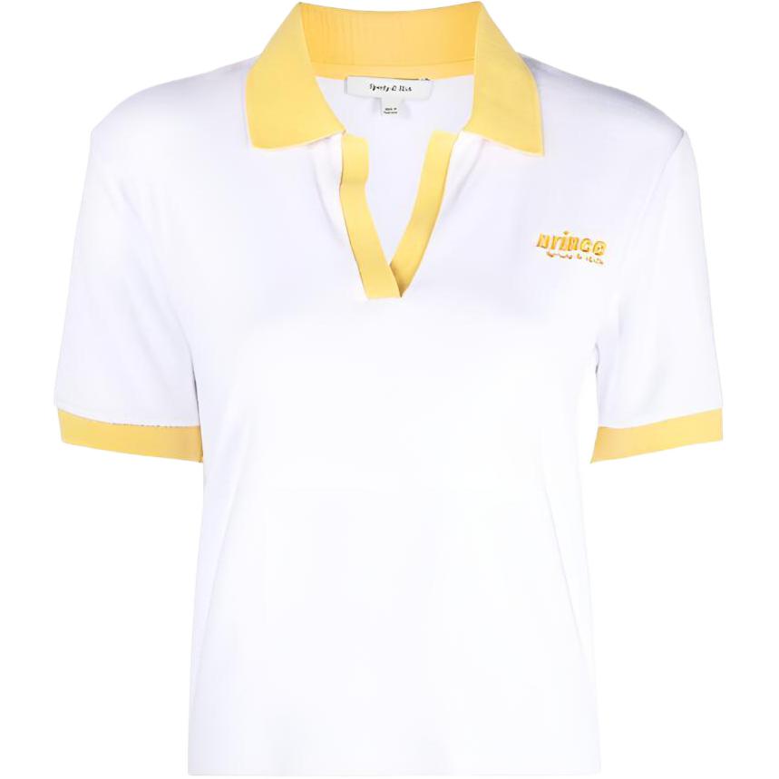 SPORTY & RICH White T-shirt, polo collar, with short sleeve