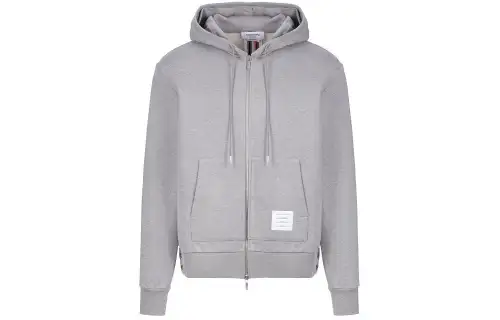 THOM BROWNE Tom Brown Gray Three Stripes Back Zip Hooded Sweatshirt Men's Gray
