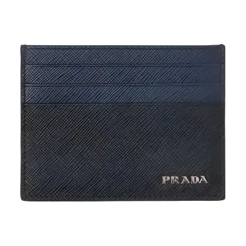PRADA Saffiano Leather Card Holder Regular Men's Blue/Gray