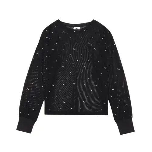 PUMA AOP T Shirts Women's Black Crew Neck Moderate Other