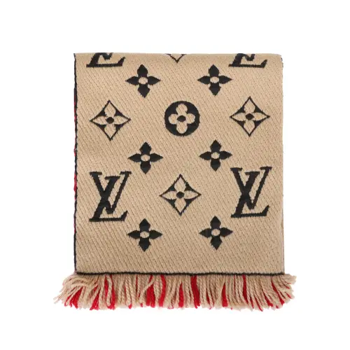 LOUIS VUITTON Wool Knit Scarves Women's Red