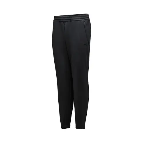 ANTA Knitted Sweatpants Men's Black Moderate Cuffed Pants