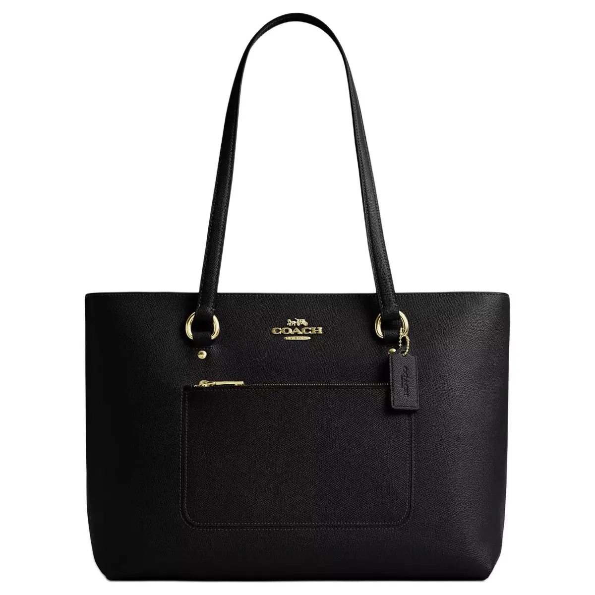 COACH Station Cross Grain Leather With Coated Canvas Tote Bag, Shopping Bag, Handbag, Shoulder Bag Large Women's Black