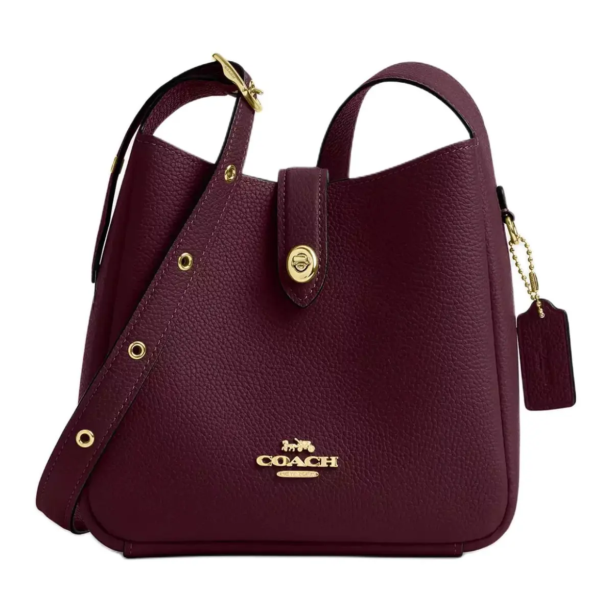 COACH Hadley Cow Leather Crossbody Bag, Shoulder Bag Mini Women's Dark Red