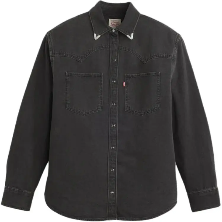 Levi's Shirts Women's Black Pointed Collar Moderate Denim