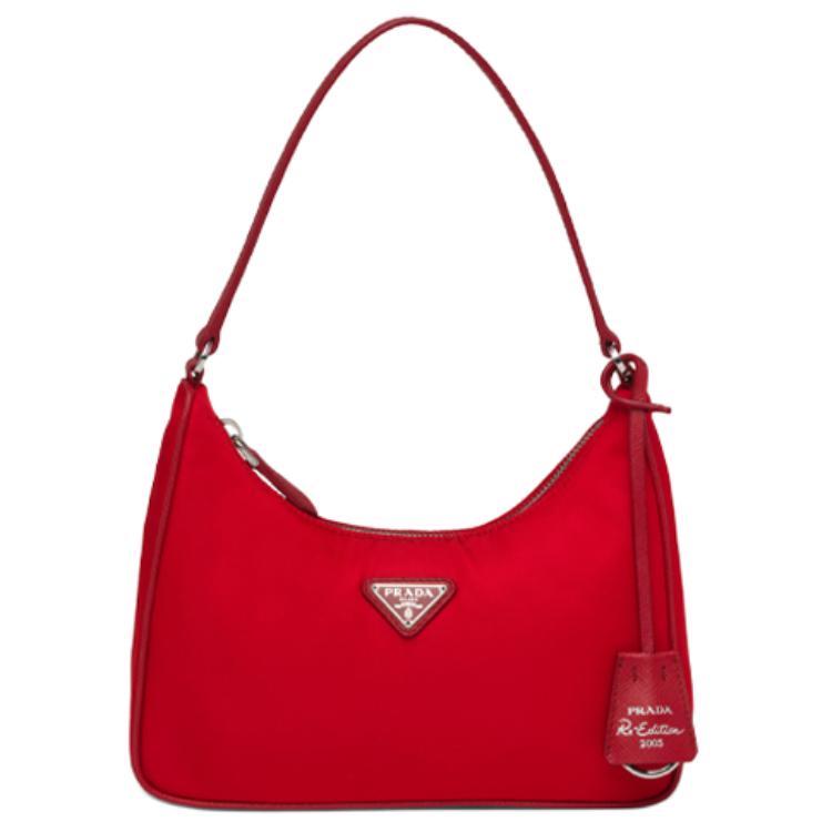 PRADA Re Edition 2005 Mini Bag Nylon Saffiano Leather Strap Red