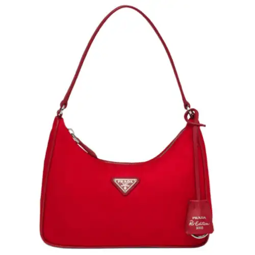 PRADA Re Edition 2005 Mini Bag Nylon Saffiano Leather Strap Red
