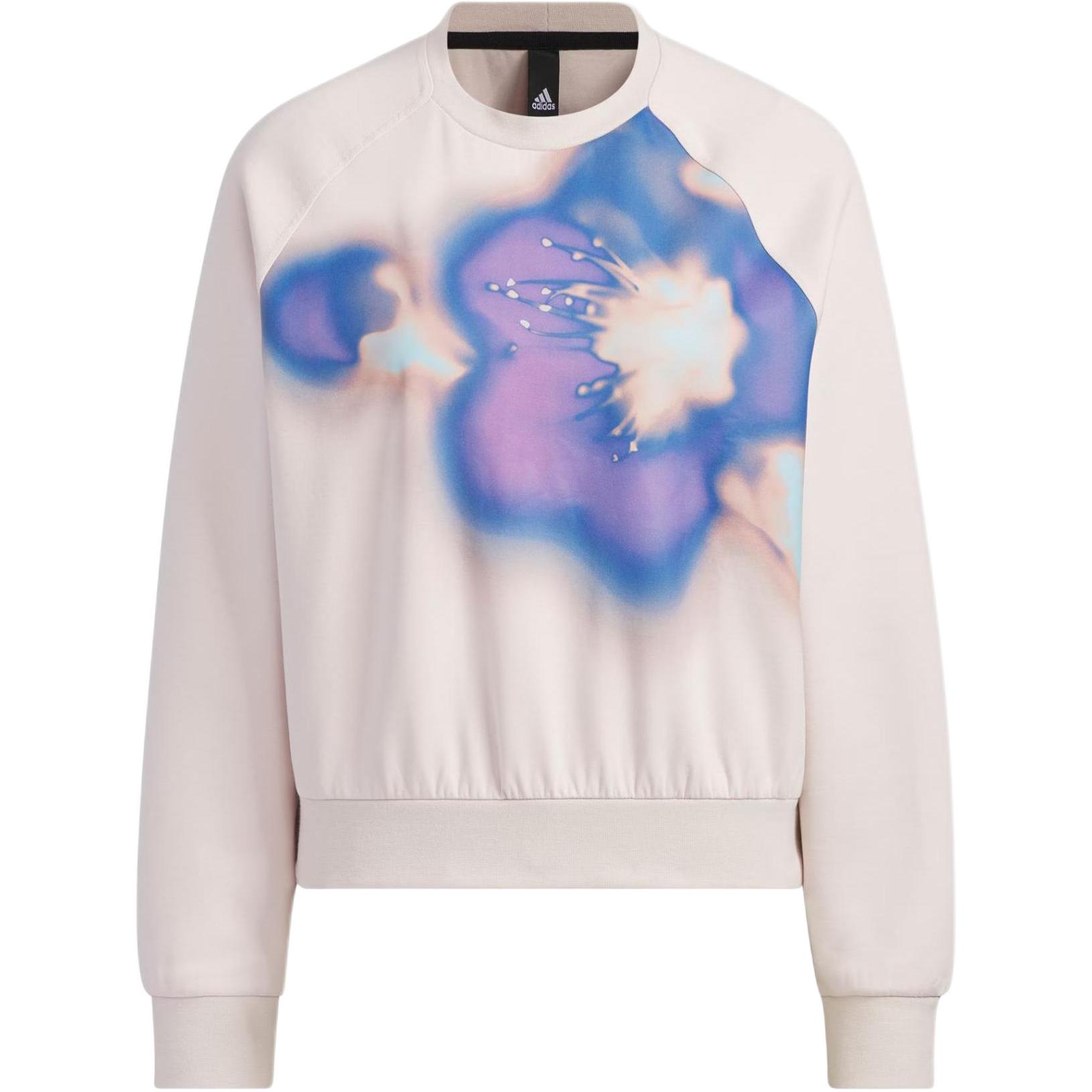 Adidas, sports short fuchsia sweatshirt for leisure with a round collar, print