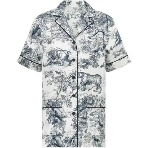 DIOR Shirts Women's Blue Cuban Collar Moderate