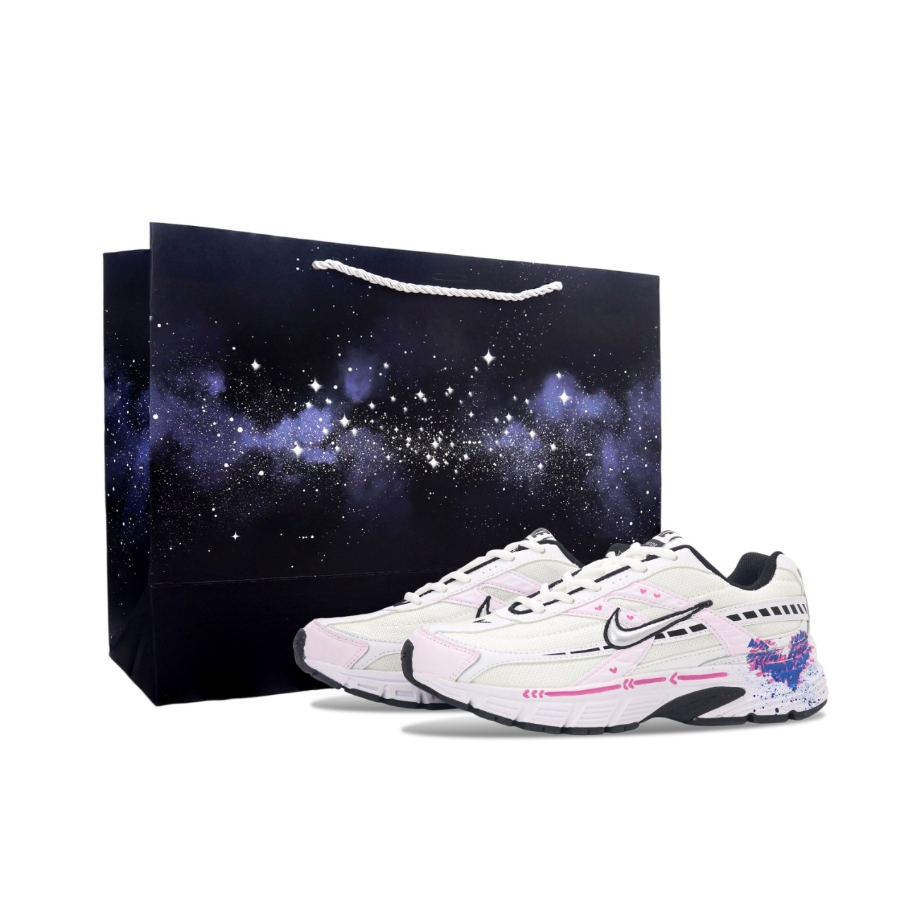 Nike Initiator Running Shoes Unisex Low Top White/Pink/Blue