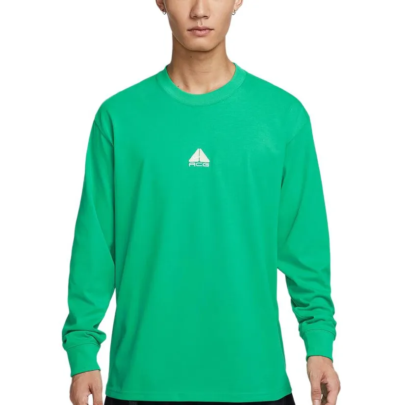 Nike T-Shirts Men's Green Crew Neck Moderate Straight Fit