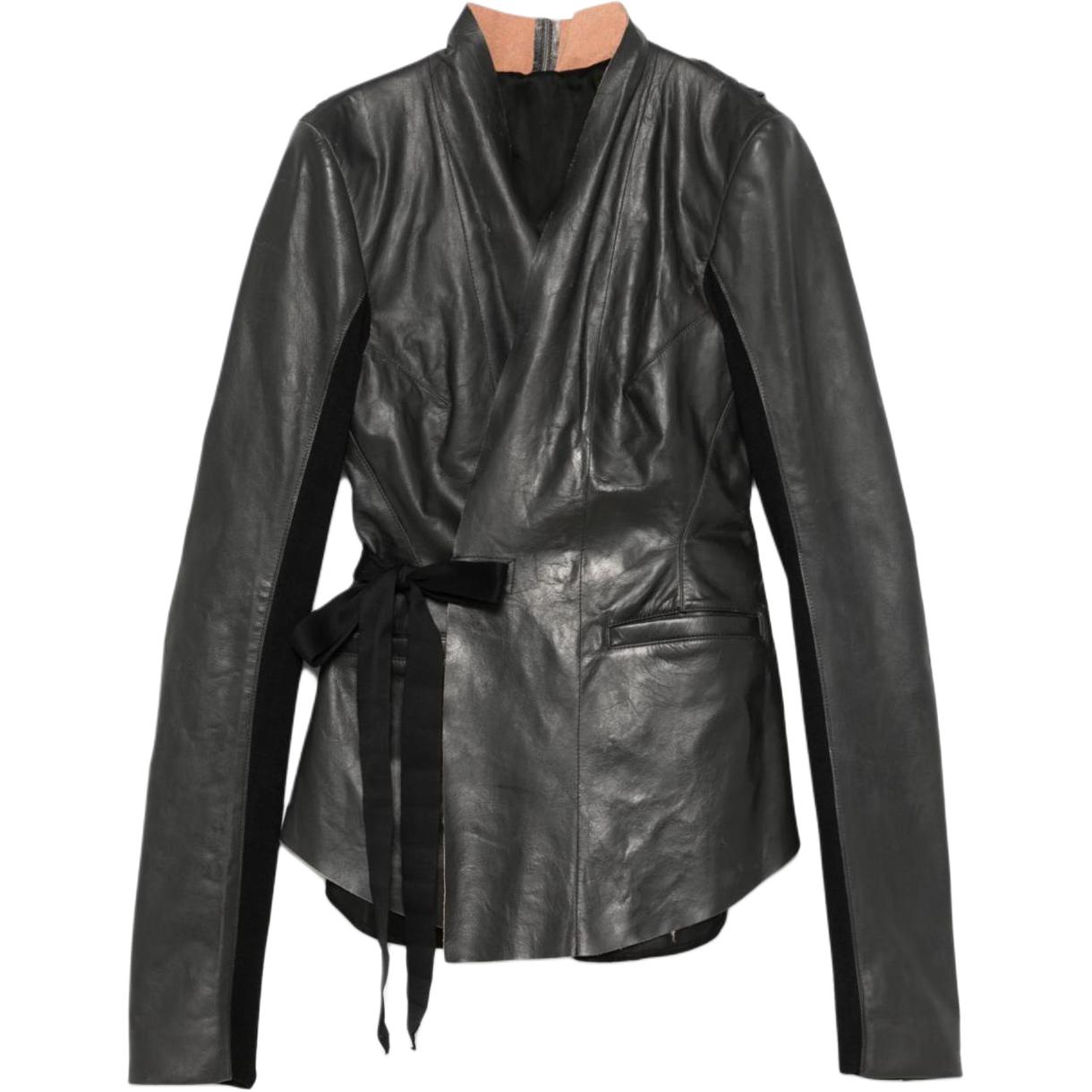 Женская кожаная куртка RICK OWENS/RO (черная)