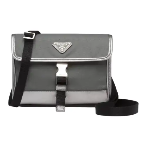 PRADA Saffiano Leather Cell Phone Pouch, Shoulder Bag Unisex Gray
