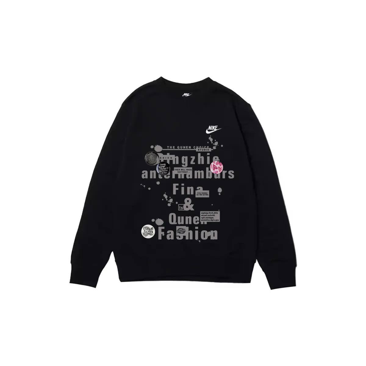 Nike Sweatshirts Men's Black Crew Neck Moderate