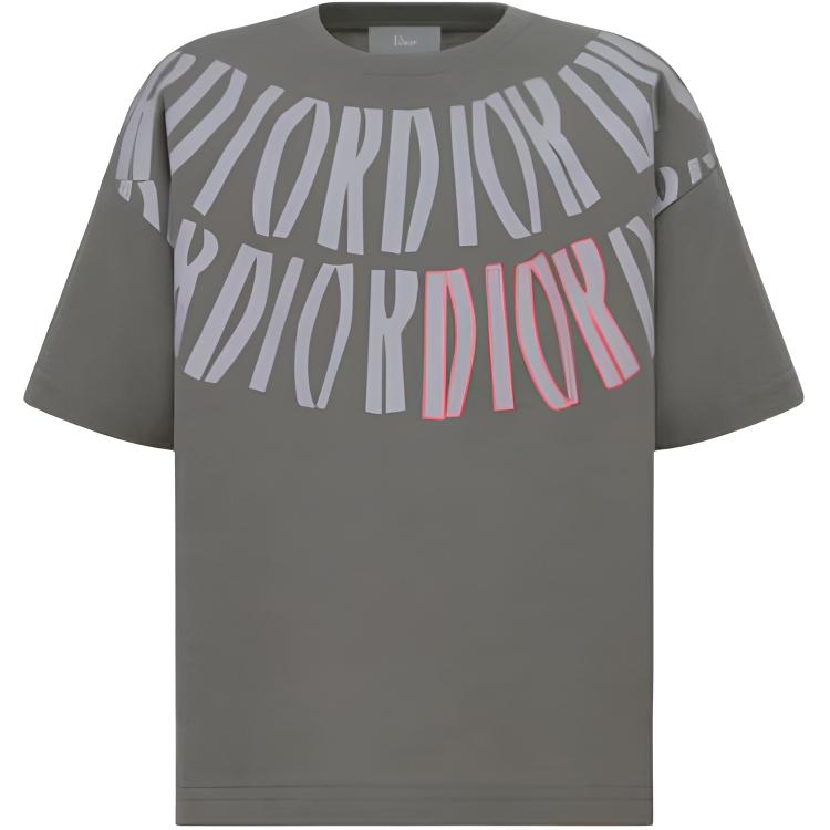 Мужская футболка Dior Logo Print (темно-серая)