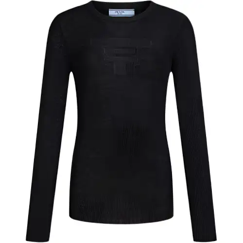 PRADA Knitwear Women's Black Crew Neck Moderate Other