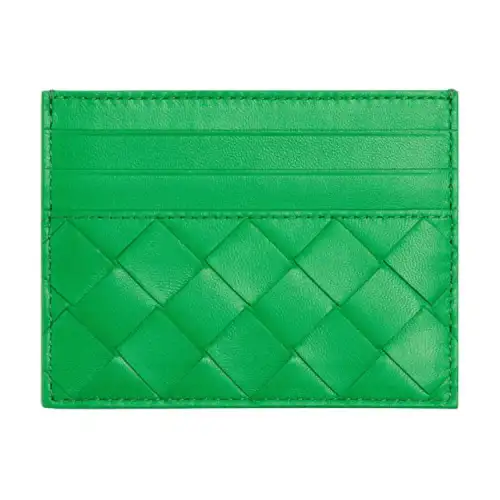 Bottega Veneta Casual Leather Card Holder, Wallet Women's Green