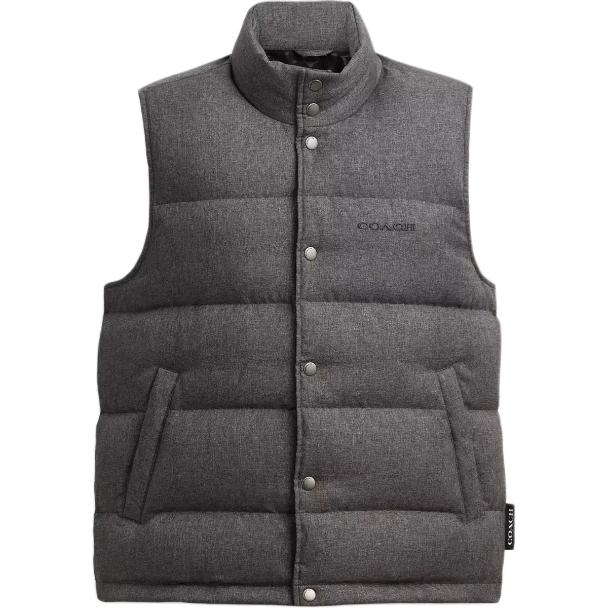 COACH Down Vests Men's Dark Gray Stand Collar Moderate Other