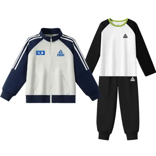 Fashionable sports suit, children's cardigan with zipper, cotton long-sleeve for boys, trousers, autumn set, loose fit, 3 piece set
