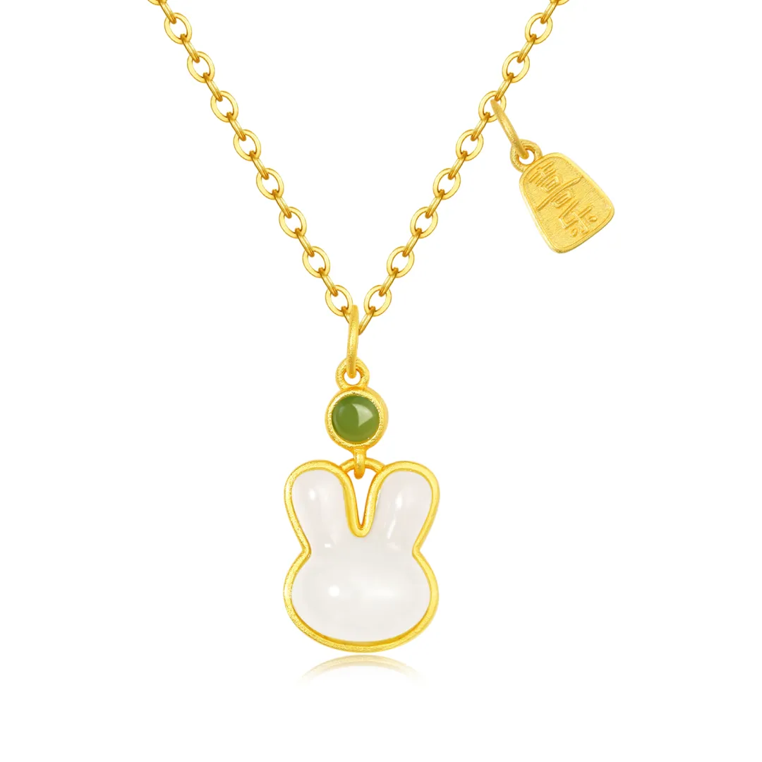ZHOUBAIFU Necklaces Pale Greenish White Jade Women's