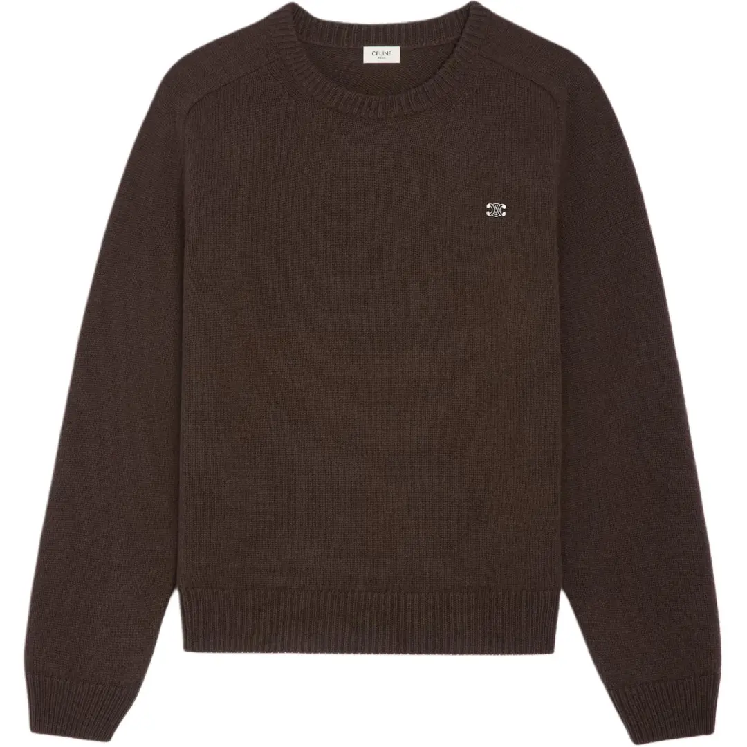 CELINE Sweaters Men's Brown Crew Neck Moderate