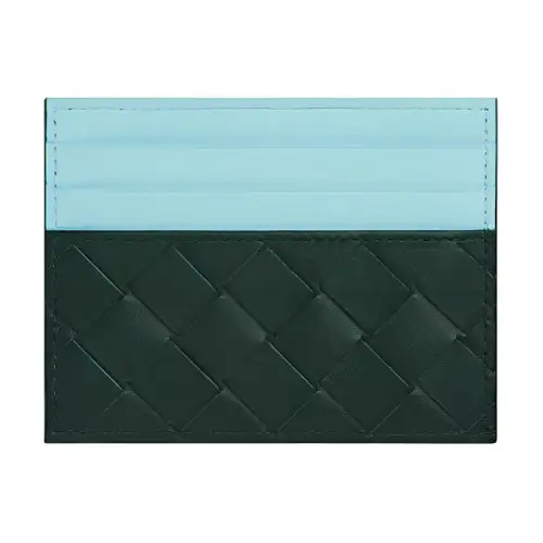 Bottega Veneta Leather Card Holder Men's Jasper/Light Blue