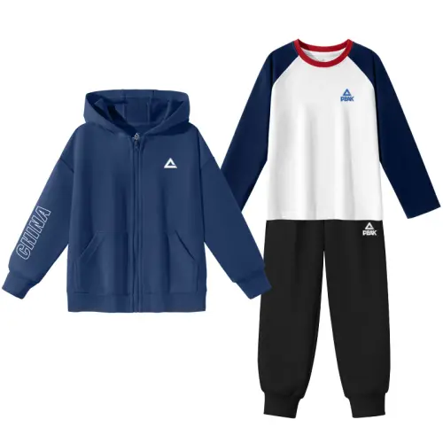Sports suit with letters, spring universal travel children's jacket for boys, cotton trousers, thin autumn long-sleeve, set, simple and elegant design, with your logo imprint, 3 piece set