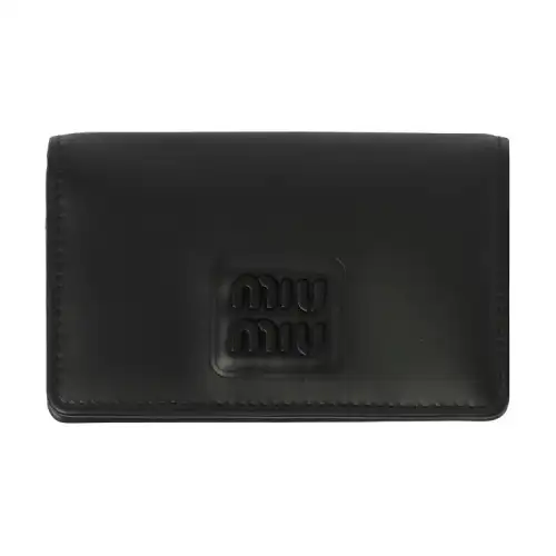 MIU MIU Leather Wallet Card Holder Women's Black