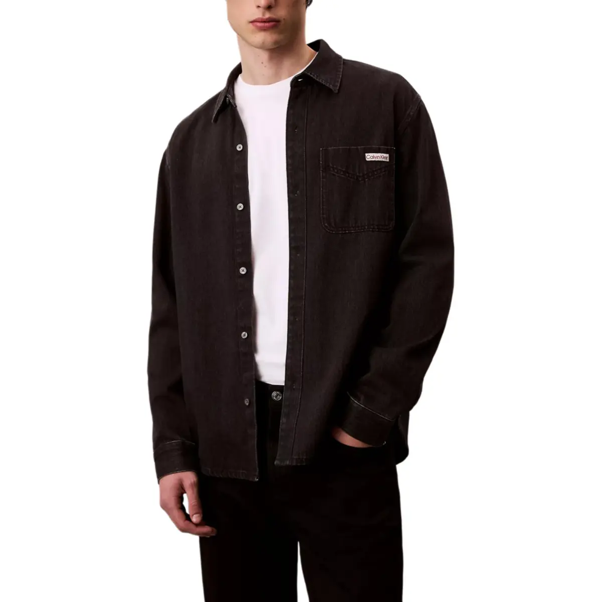 Calvin Klein pocket long-sleeve denim shirt