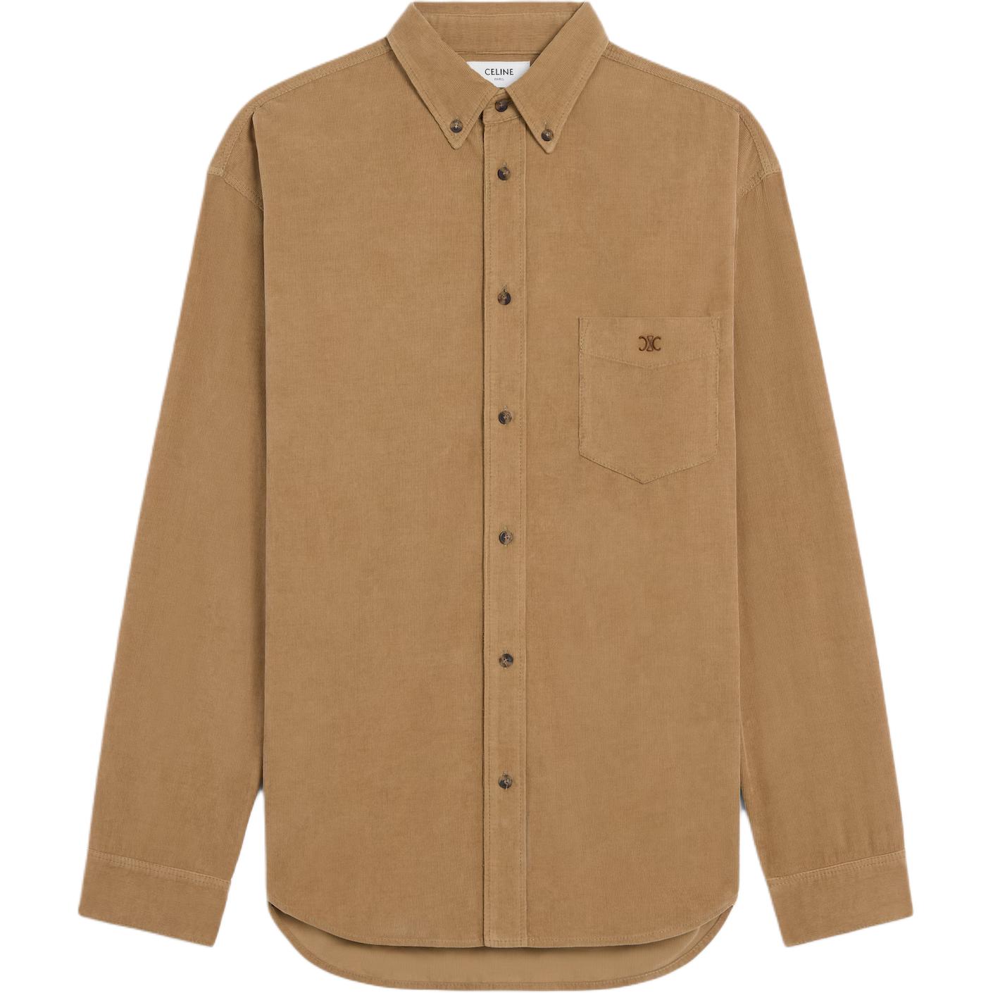 CELINE Shirts Men's Brown Lapel Moderate