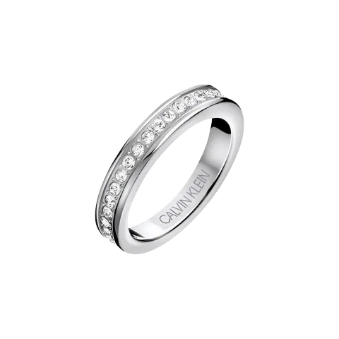 CALVIN KLEIN 316 Stainless Steel, Faux Crystal Instagram Style, Niche, Trendy, Fashion, Versatile Ring Unisex Silver