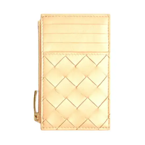 Bottega Veneta Cow Leather Card Holder Women's Khaki