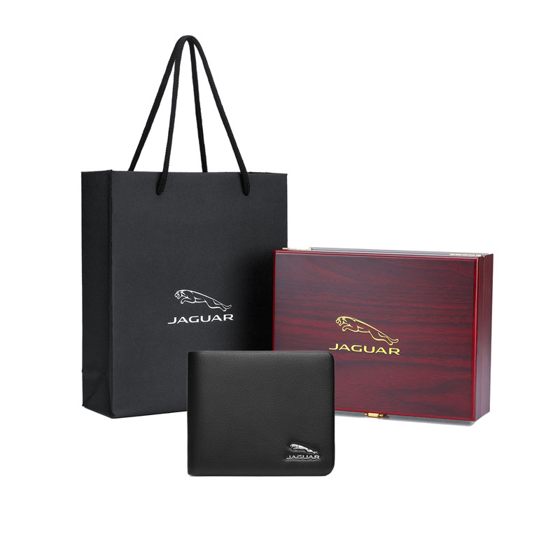 JAGUAR Cow Leather Wallet Men's Black