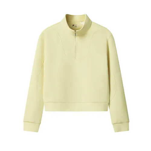 FILA WHITE Sweatshirt Women's Soft And Warm Mustard Yellow