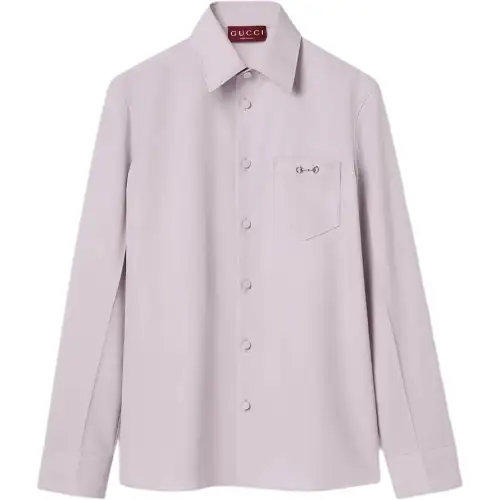 Gucci Gabardine Collared Long-Sleeve Shirt